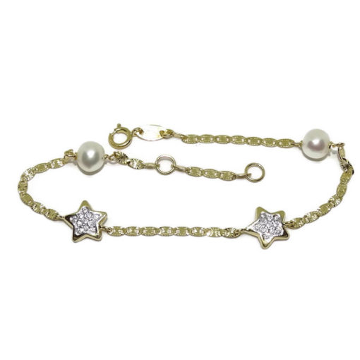 Pulsera para comunión de niña con estrellas y perlas cultivadas - Imagen 4