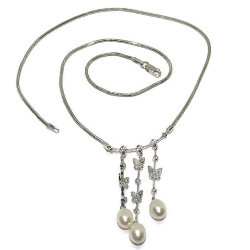 gargantilla mariposas, perlas y diamantes 8,30gr - Imagen 5