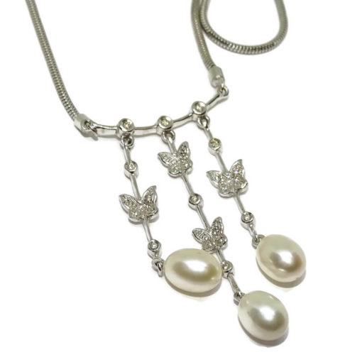 gargantilla mariposas, perlas y diamantes 8,30gr - Imagen 8