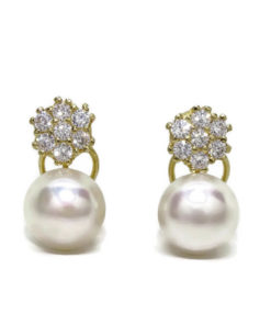 rosetón oro y circonitas con perla de 10mm 5,10gr