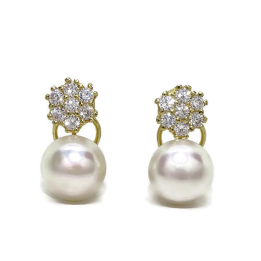 rosetón oro y circonitas con perla de 10mm 5,10gr