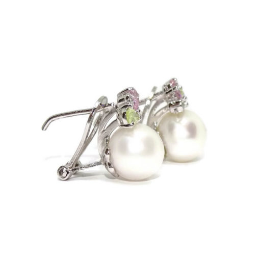Pendientes circonitas de color y perla de 9mm 4,90gr - Imagen 5