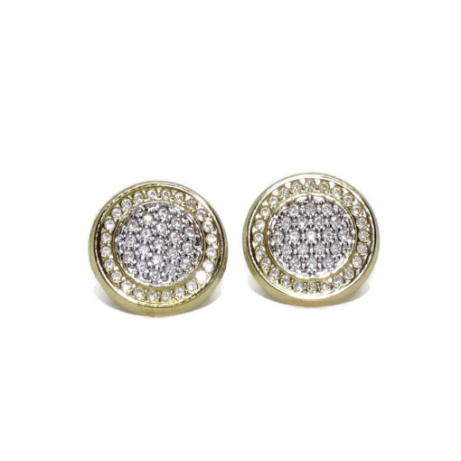 Pendientes amarillo o blanco redondos con criconitas de 1,10cm presión