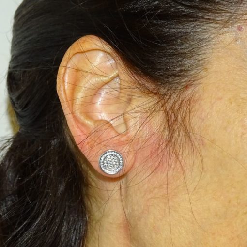 Pendientes amarillo o blanco redondos con criconitas de 1,10cm presión - Imagen 2