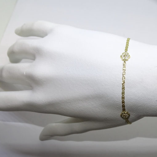 Pulsera oro amarillo 18k flores especial comunion - Imagen 2