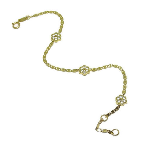Pulsera oro amarillo 18k flores especial comunion - Imagen 3