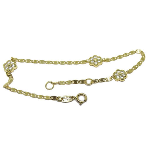 Pulsera oro amarillo 18k flores especial comunion - Imagen 4