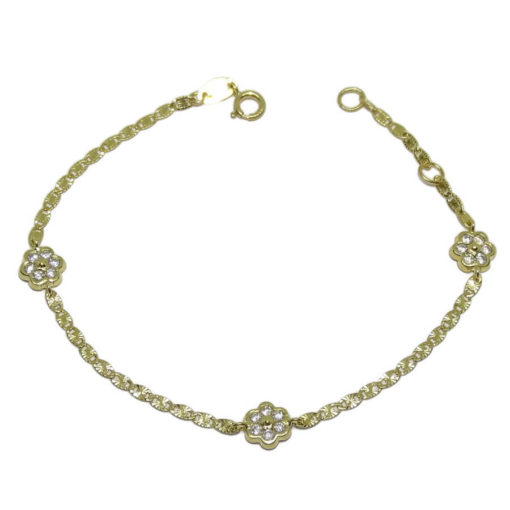 Pulsera oro amarillo 18k flores especial comunion