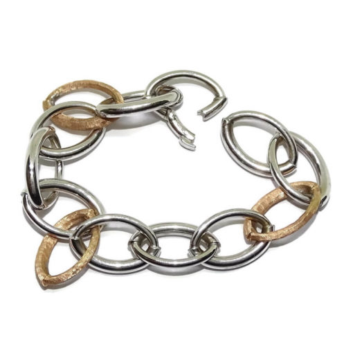Pulsera eslabones bicolro rosa y blanco 16,7gr - Imagen 6