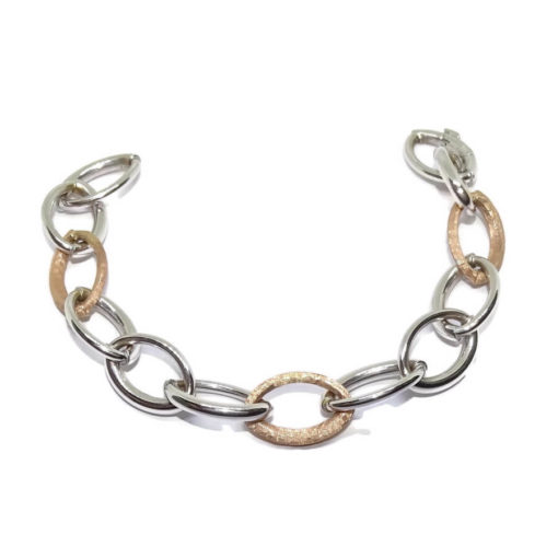 Pulsera eslabones bicolro rosa y blanco 16,7gr