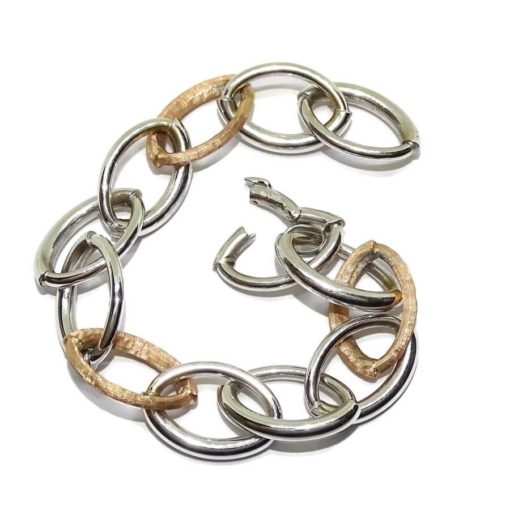Pulsera eslabones bicolro rosa y blanco 16,7gr - Imagen 7