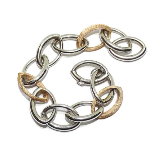Pulsera eslabones bicolro rosa y blanco 16,7gr - Imagen 8