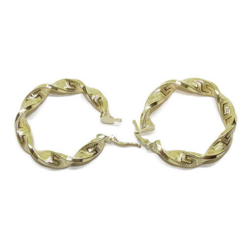 Aros de oro amarillo de 18k enroscados greca grandes 6x40 - Imagen 8