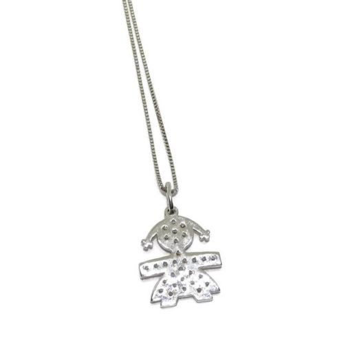Colgante niña de Oro Blanco de 18k con circonitas - Imagen 6