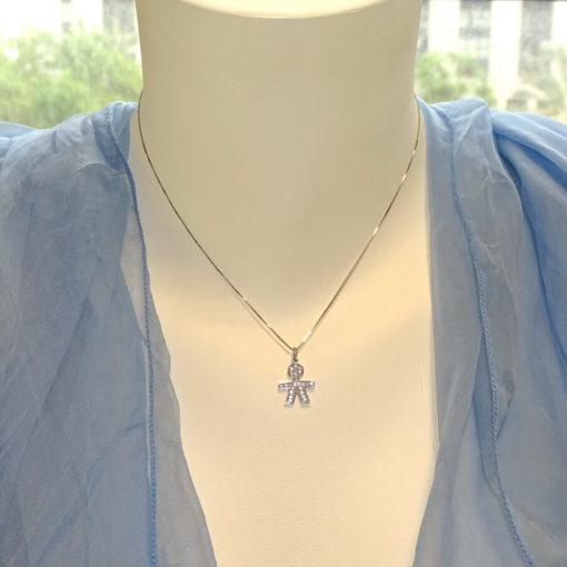 Colgante niño de Oro Blanco de 18k con circonitas de la Mejor Calidad SIN CADENA - Imagen 2