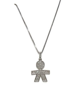 Colgante niño de Oro Blanco de 18k con circonitas