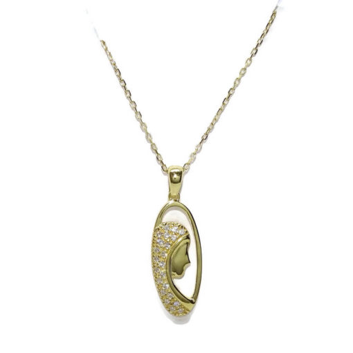 Medalla Silueta de la Virgen de Oro Amarillo