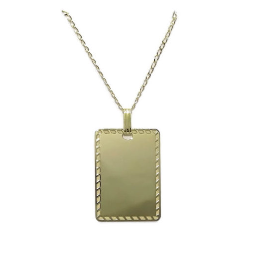 Placa de Oro Amarillo de 18k con Cadena Maciza