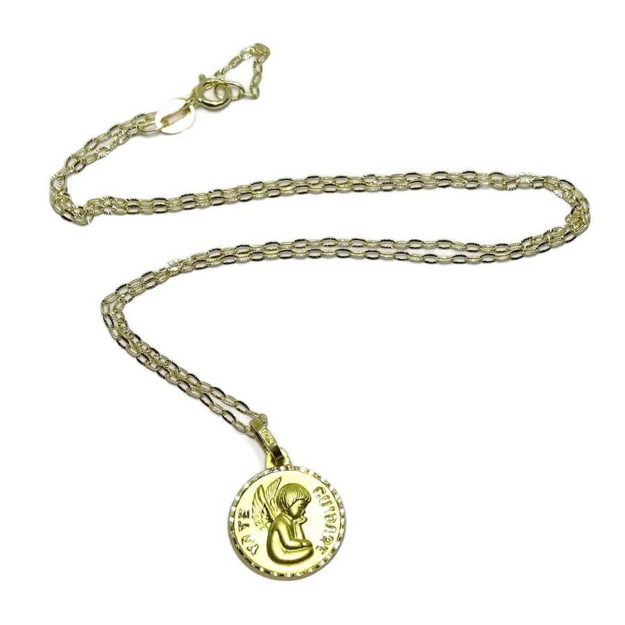 Medalla Ángel de la Guarda Yo te cuidaré de Oro Amarillo 13mm - Imagen 5