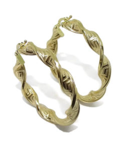 Aros de oro amarillo de 18k enroscados greca grandes 6x40