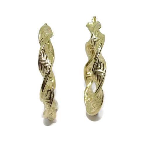 Aros de oro amarillo de 18k enroscados greca grandes 6x40 - Imagen 4