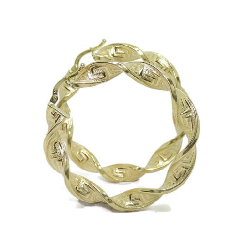 Aros de oro amarillo de 18k enroscados greca grandes 6x40 - Imagen 5