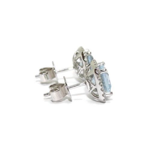 Pendientes de oro blanco diamantes y de agua marina - Imagen 4