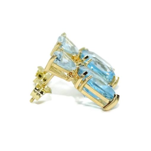 Pendientes 4 topacios en oro amarillo largos - Imagen 4