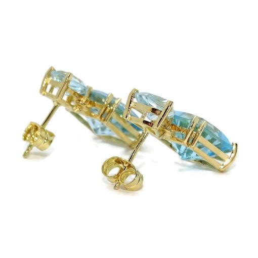 Pendientes 4 topacios en oro amarillo largos - Imagen 5