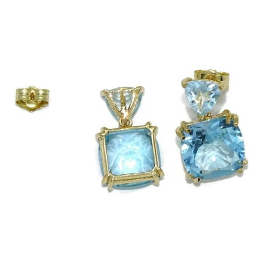 Pendientes 4 topacios en oro amarillo largos - Imagen 6