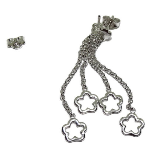 Pendientes  flores lisas oro largos 3,75gr - Imagen 4
