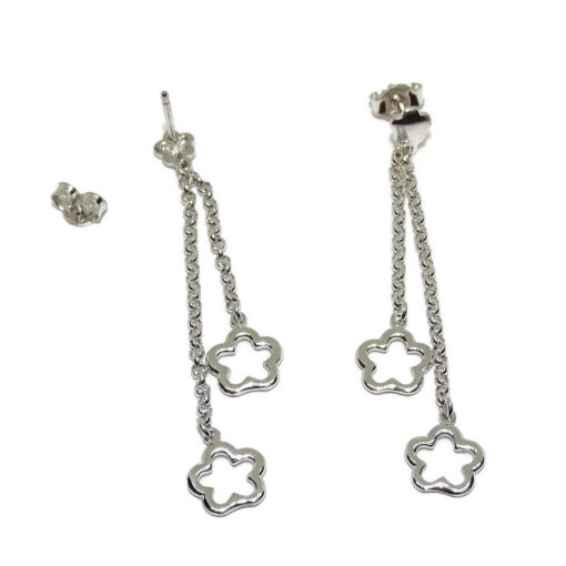 Pendientes  flores lisas oro largos 3,75gr - Imagen 6