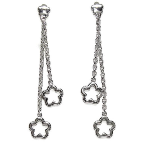 Pendientes  flores lisas oro largos 3,75gr