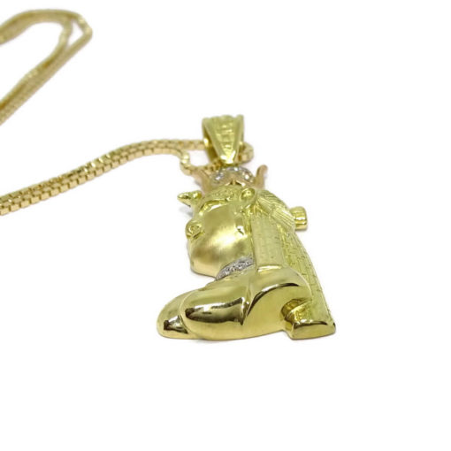 Colgante de Cleopatra de Oro de 18k con Diamantes de 0.23cts y Cadena Veneciana Fuerte de 45cm. 17.95gr de Oro de 18k - Imagen 3