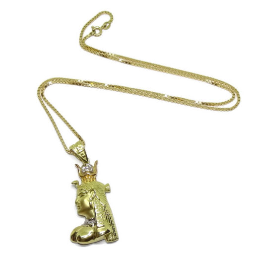 Colgante de Cleopatra de Oro de 18k con Diamantes de 0.23cts y Cadena Veneciana Fuerte de 45cm. 17.95gr de Oro de 18k - Imagen 5