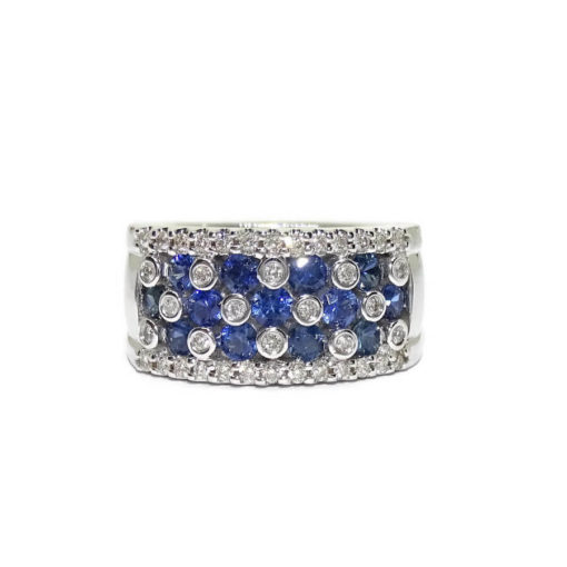 Anillo de Oro Blanco de 18k Muy Ancha con 0.46cts de Diamantes y 1.17cts de zafiros. - Imagen 9
