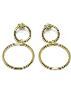 Pendientes doble aro oro amarillo 18k con cierre presión. 1.20cm de diámetro y 2.00cm de diámetro
