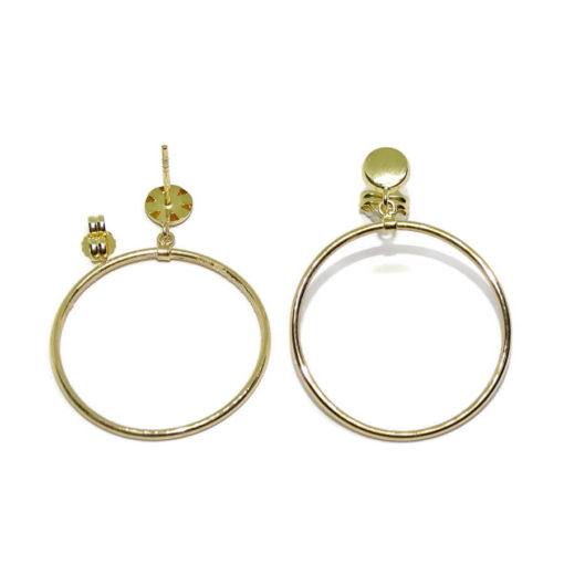 Pendientes de oro amarillo de 18k con circulo de 5mm y aro de 2.50cm de diámetro exterior. - Imagen 5
