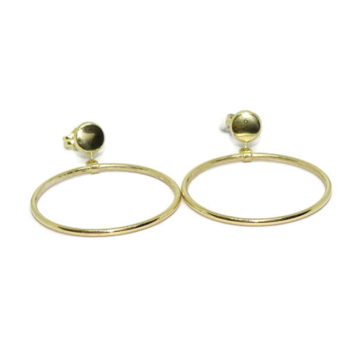 Pendientes de oro amarillo de 18k con circulo de 5mm y aro de 2.50cm de diámetro exterior. - Imagen 4