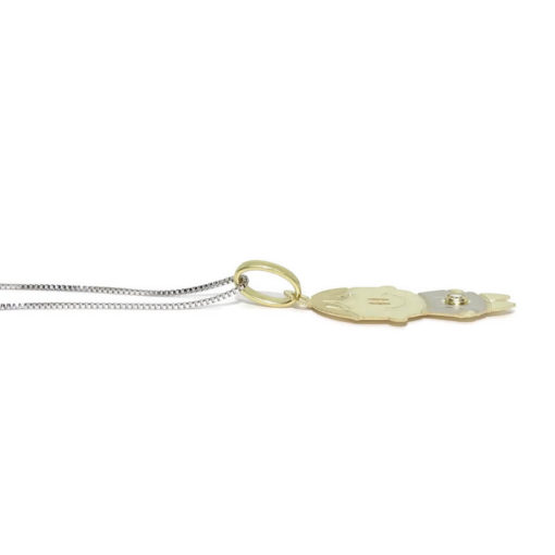 Colgante Niño de Oro Bicolor de 18k con una circonita de la Mejor Calidad y Cadena Veneciana de 45cm - Imagen 5