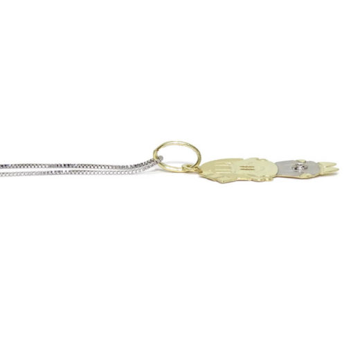 Colgante niña de Oro Amarillo y Oro Blanco de 18k con una circonita de la Mejor Calidad y Cadena Veneciana de 45cm - Imagen 3