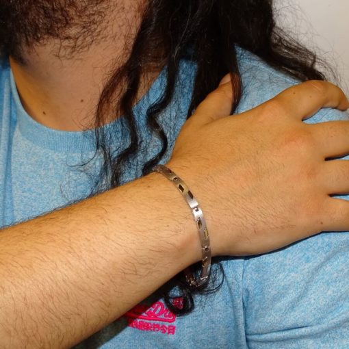Pulsera para Hombre de Oro Blanco de 18k, Anatómica, 20.05gr. 21.00cm de largo - Imagen 2