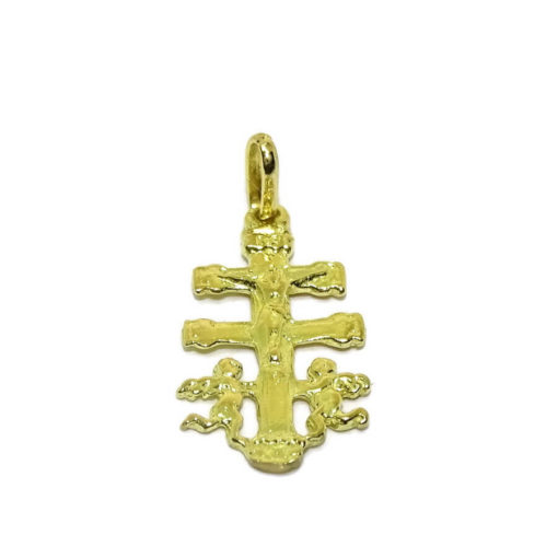 Cruz de Caravaca con Sus 2 emblematicos angelitos Toda de Oro de 18k. 1.35gr de Oro de 18k - Imagen 6