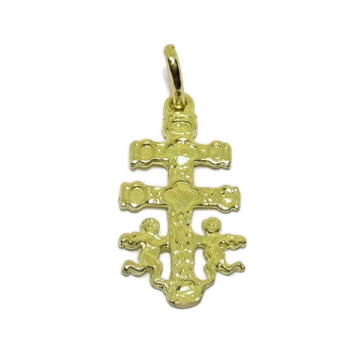 Cruz de Caravaca con Sus 2 emblematicos angelitos Toda de Oro de 18k. 1.35gr de Oro de 18k - Imagen 4