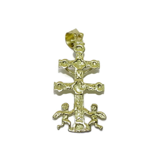 Cruz de Caravaca con 2 angelitos a Sus pies Toda de Oro de 18k. 1.70gr de Oro de 18k - Imagen 5