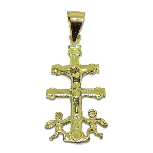 Cruz de Caravaca con 2 angelitos a Sus pies Toda de Oro de 18k. 1.70gr de Oro de 18k - Imagen 4
