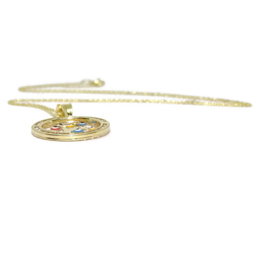 Árbol de la vida de oro amarillo de 18K y ojo que todo lo ve esmalte - Imagen 5