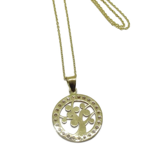 Árbol de la vida de oro amarillo de 18K y ojo que todo lo ve esmalte - Imagen 4