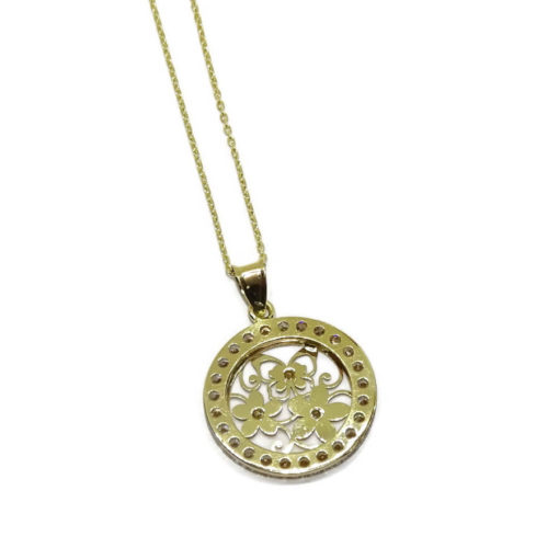 colgante flores y mariposa de oro amarillo de 18K - Imagen 5
