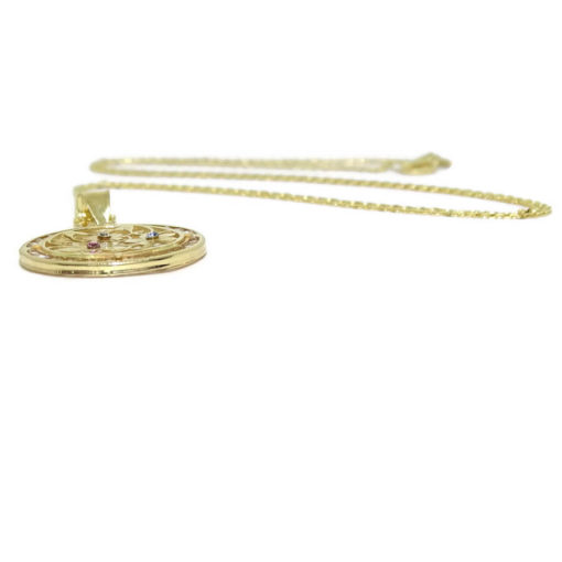 colgante flores y mariposa de oro amarillo de 18K - Imagen 3
